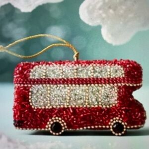 ❤️ ANTHROPOLOGIE LONDON BUS BEADED ORNAMENT NEW